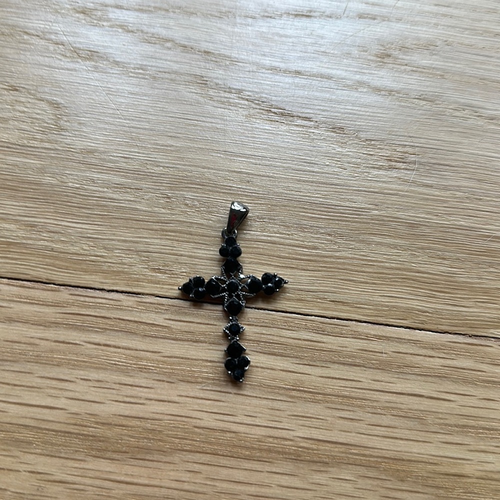 Black and Silver Jewled Cross Pendant